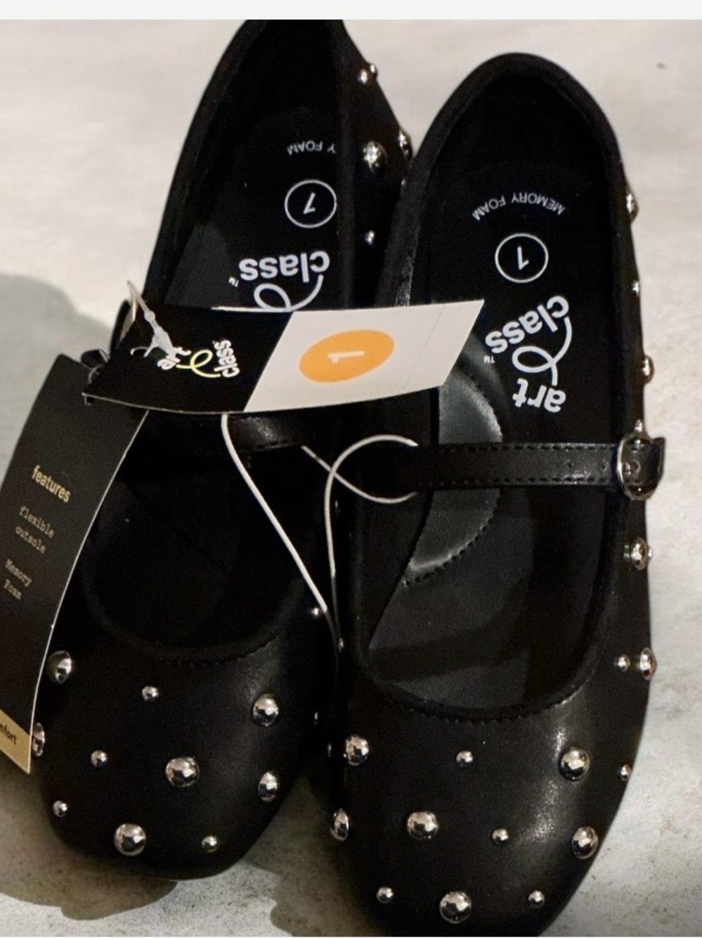 Buy one get one 50%off art class Black Studded Mary Jane Flats - Picture 2 of 5